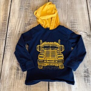 Place Navy Hooded Tee with Yellow Truck Graphic